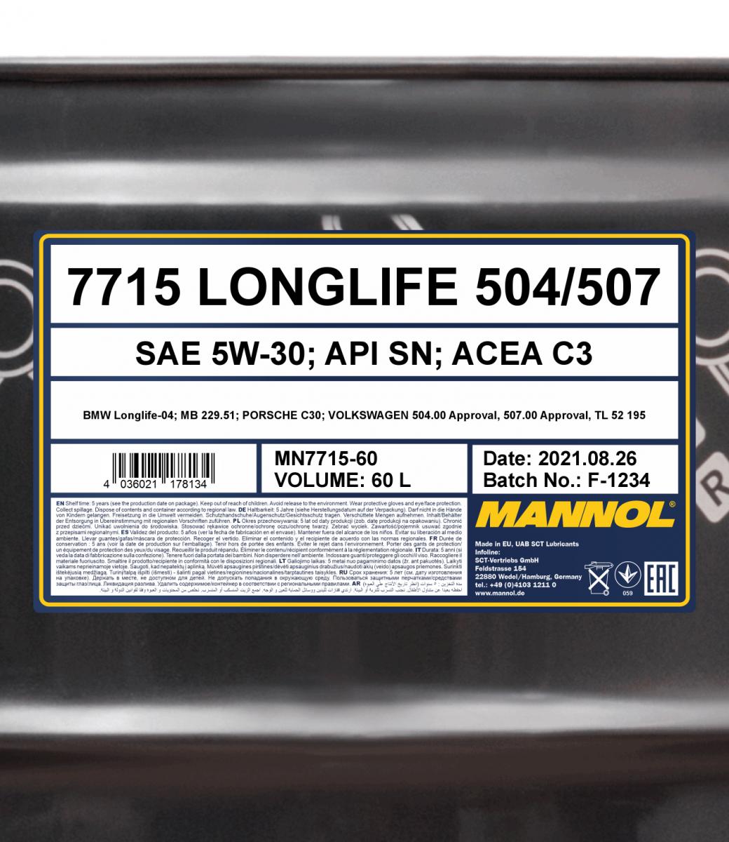 MN7715-5 MANNOL LONGLIFE 504/507 Engine oil 5W-30, 5l ▷ AUTODOC price and  review